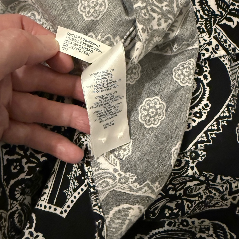 CHAPS Black and White Paisley Print Blouse - Picture 7 of 10